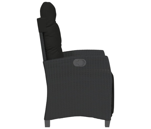 Sillones reclinables jardín con reposapiés 2 uds ratán PE negro