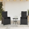 Sillones reclinables jardín con reposapiés 2 uds ratán PE negro