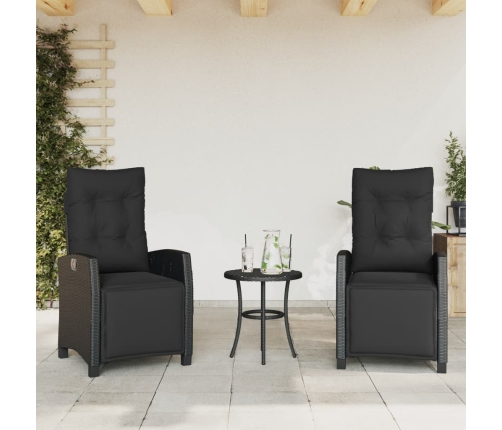 Sillones reclinables jardín con reposapiés 2 uds ratán PE negro