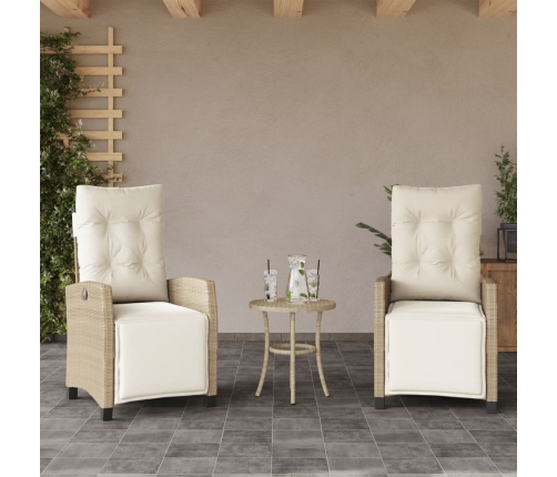 Sillones reclinables jardín con reposapiés 2 uds ratán PE beige