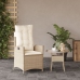 Silla de jardín reclinable con cojines ratán sintético beige