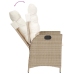 Silla de jardín reclinable con cojines ratán sintético beige