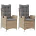 Sillones reclinables jardín y cojines beige mix 2 uds ratán PE