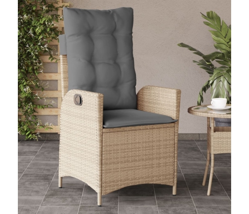 vidaXL Sillones reclinables jardín y cojines beige mix 2 uds ratán PE