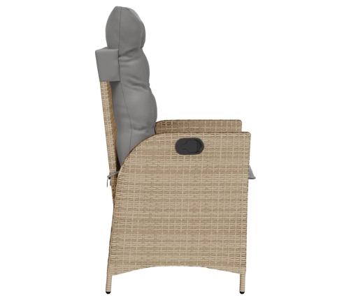 vidaXL Sillones reclinables jardín y cojines beige mix 2 uds ratán PE