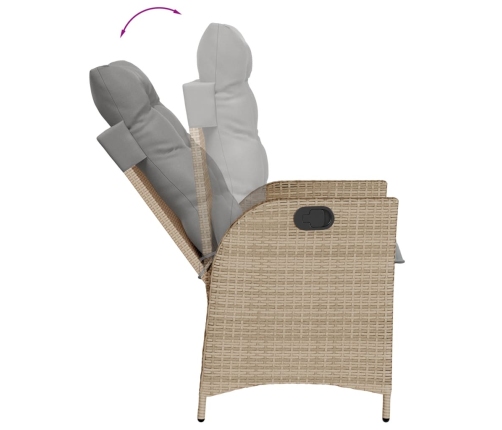 vidaXL Sillones reclinables jardín y cojines beige mix 2 uds ratán PE