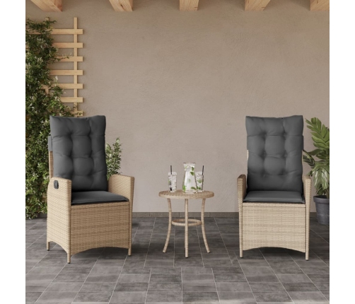 Sillones reclinables jardín y cojines beige mix 2 uds ratán PE