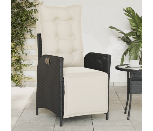 vidaXL Sillones reclinables jardín con reposapiés 2 uds ratán PE negro