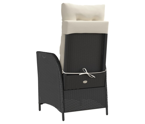 vidaXL Sillones reclinables jardín con reposapiés 2 uds ratán PE negro