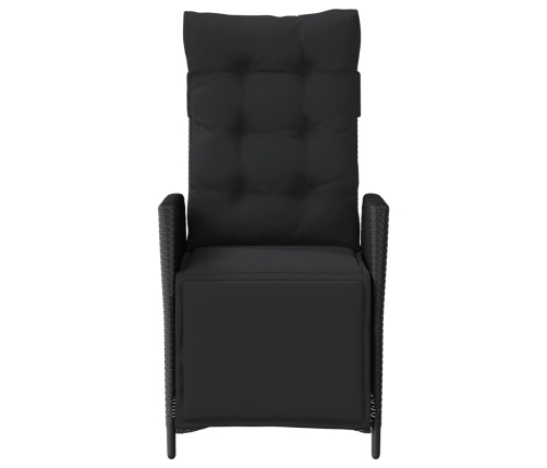Sillones reclinables jardín con reposapiés 2 uds ratán PE negro