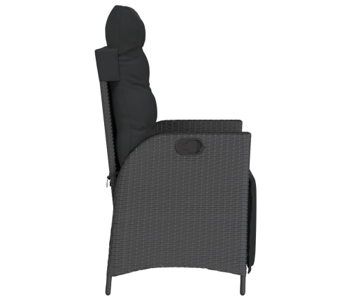 Sillones reclinables jardín con reposapiés 2 uds ratán PE negro