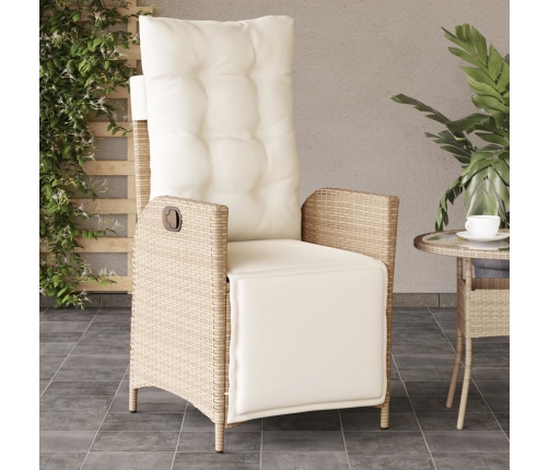 Sillones reclinables jardín con reposapiés 2 uds ratán PE beige