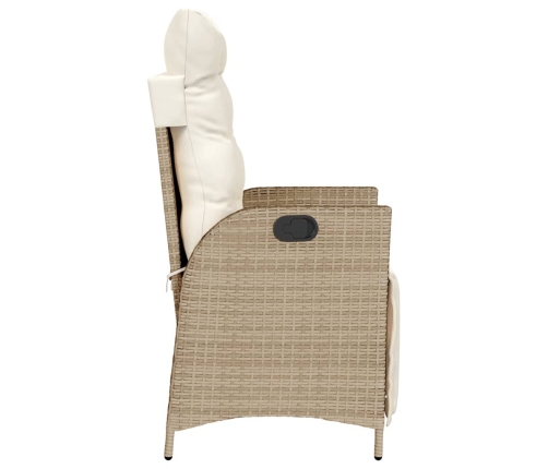 Sillones reclinables jardín con reposapiés 2 uds ratán PE beige