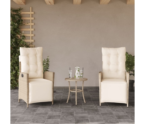 Sillones reclinables jardín con reposapiés 2 uds ratán PE beige