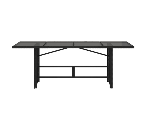 vidaXL Mesa de jardín superficie de vidrio ratán PE negro 190x80x74 cm