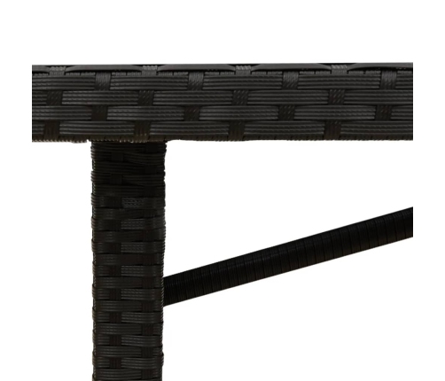 vidaXL Mesa de jardín superficie de vidrio ratán PE negro 190x80x74 cm