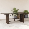 Mesa de jardín superficie de vidrio ratán PE marrón 190x80x74cm