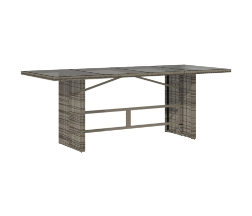 Mesa de jardín superficie de vidrio ratán PE gris 190x80x74 cm