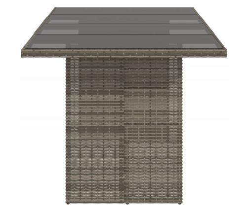 Mesa de jardín superficie de vidrio ratán PE gris 190x80x74 cm