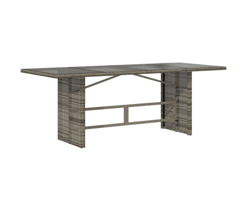 Mesa de jardín superficie de vidrio ratán PE gris 190x80x74 cm