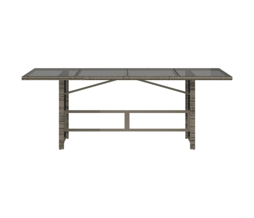 Mesa de jardín superficie de vidrio ratán PE gris 190x80x74 cm