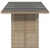 Mesa de jardín superficie de vidrio ratán PE beige 190x80x74 cm