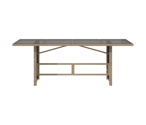 Mesa de jardín superficie de vidrio ratán PE beige 190x80x74 cm