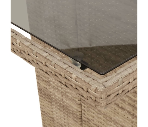 Mesa de jardín superficie de vidrio ratán PE beige 190x80x74 cm