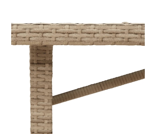 Mesa de jardín superficie de vidrio ratán PE beige 190x80x74 cm