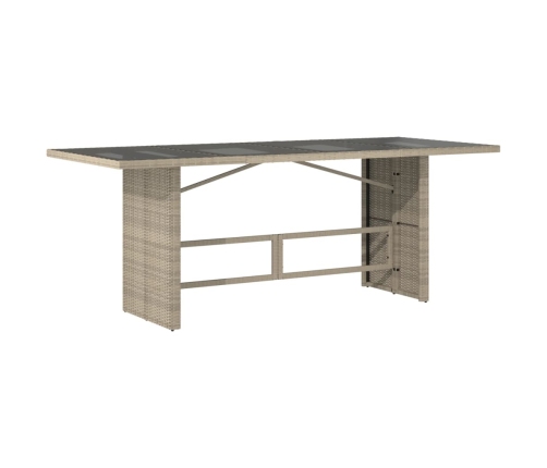 Mesa jardín superficie vidrio ratán PE gris claro 190x80x74 cm