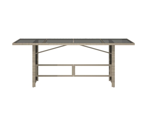 Mesa jardín superficie vidrio ratán PE gris claro 190x80x74 cm