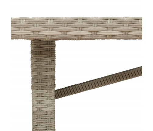 Mesa jardín superficie vidrio ratán PE gris claro 190x80x74 cm