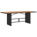 Mesa de jardín superficie de madera ratán PE negro 190x80x74 cm