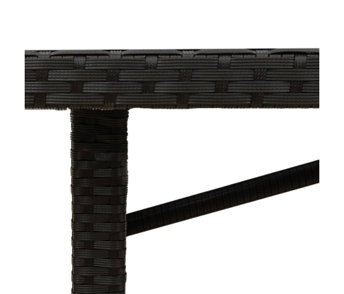 Mesa de jardín superficie de madera ratán PE negro 190x80x74 cm