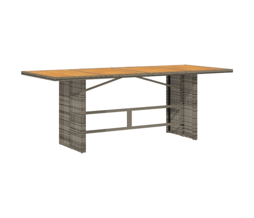 Mesa de jardín superficie de madera ratán PE gris 190x80x74 cm