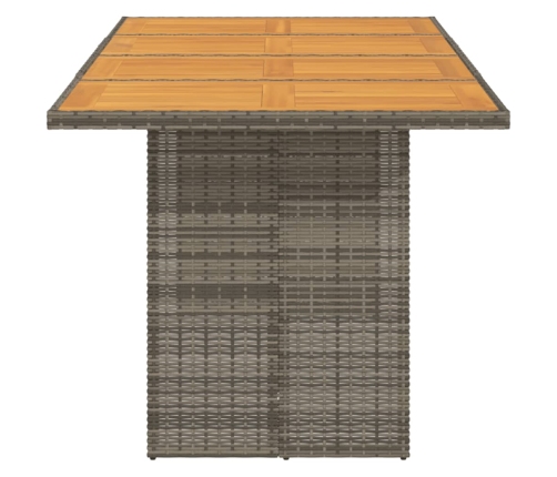 Mesa de jardín superficie de madera ratán PE gris 190x80x74 cm