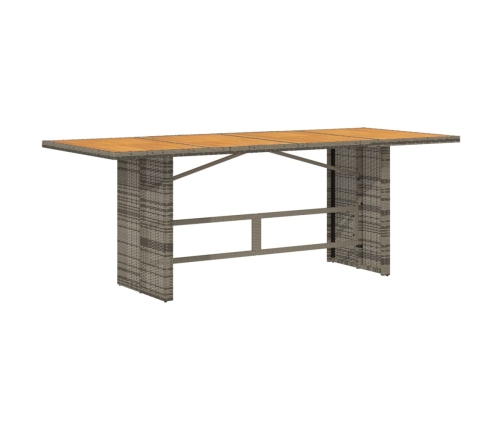 vidaXL Mesa de jardín superficie de madera ratán PE gris 190x80x74 cm