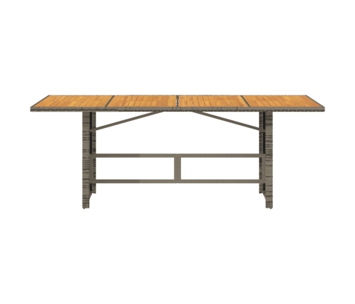 vidaXL Mesa de jardín superficie de madera ratán PE gris 190x80x74 cm