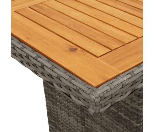 Mesa de jardín superficie de madera ratán PE gris 190x80x74 cm