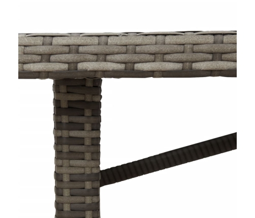 Mesa de jardín superficie de madera ratán PE gris 190x80x74 cm