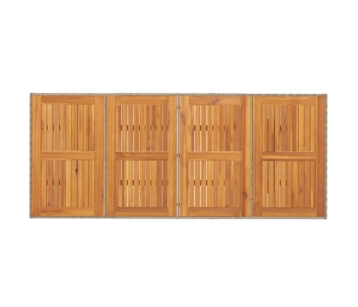 Mesa de jardín superficie de madera ratán PE beige 190x80x74 cm