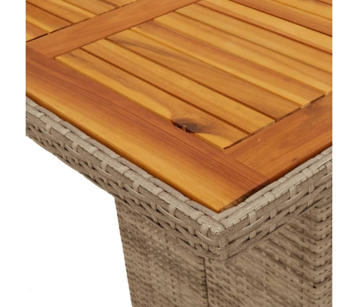 Mesa de jardín superficie de madera ratán PE beige 190x80x74 cm