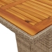 Mesa de jardín superficie de madera ratán PE beige 190x80x74 cm