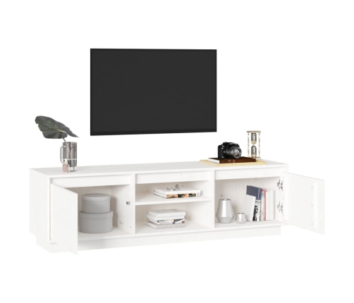 Mueble de TV madera maciza de pino blanco 140x35x40 cm