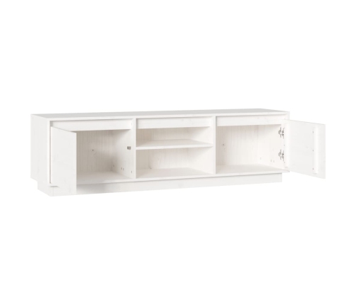 Mueble de TV madera maciza de pino blanco 140x35x40 cm