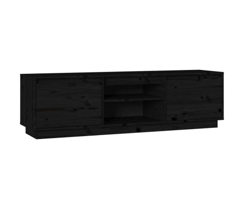 Mueble de TV madera maciza de pino negro 140x35x40 cm