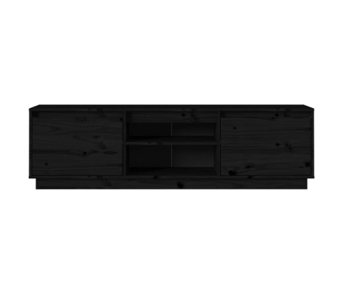 Mueble de TV madera maciza de pino negro 140x35x40 cm