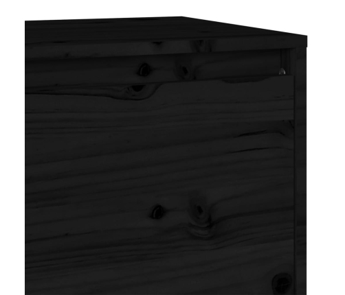 Mueble de TV madera maciza de pino negro 140x35x40 cm