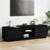 Mueble de TV madera maciza de pino negro 140x35x40 cm