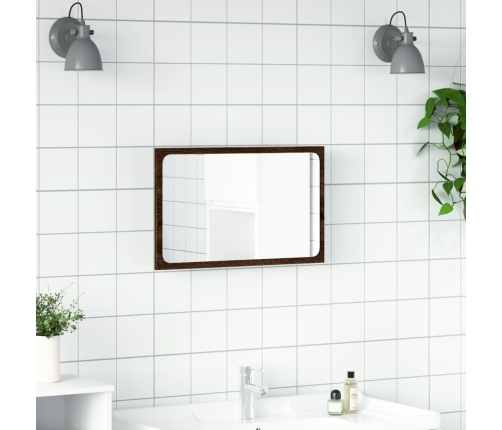 Espejo de baño LED madera ingeniería marrón roble 60x8,5x38 cm